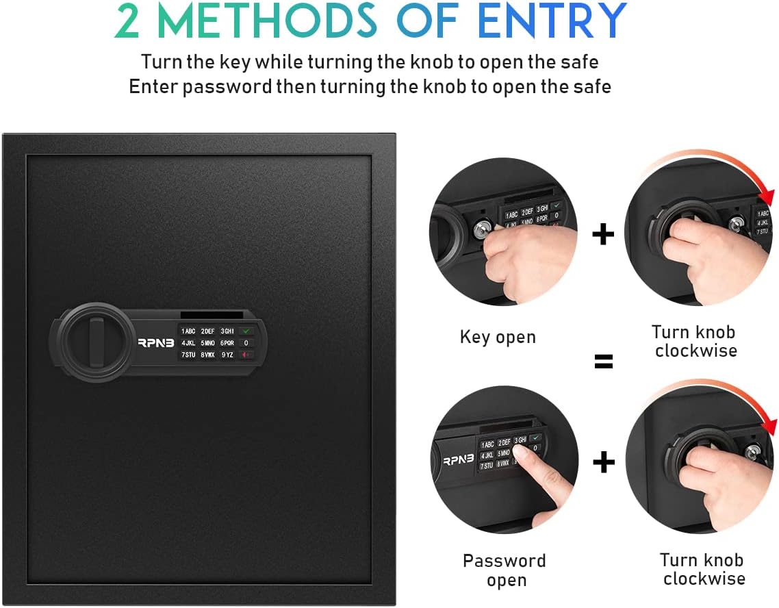 RPNB Caja de seguridad y bloqueo de lujo, caja de seguridad para teclado digital, caja fuerte pequeña de aleación de acero, cerradura de teclado, perfecta para el hogar, oficina, hotel, negocios. - Image 5