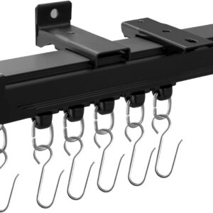 MaKefeile - Cortinas de techo para cortinas de techo, resistentes y para separar habitaciones, para sala de estar, recámara, ducha, privacidad, RV, cochera, divisor y ganchos, color negro de 9 pies.