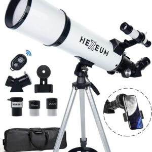 HEXEUM. Telescopio, Telescopio Astronómico 80/600mm para Adultos, Telescopio Refractor para Niños y Principiantes, Telescopio Profesional Potente 24x-180x con Adaptador Teléfono Trípode Observar La Luna.