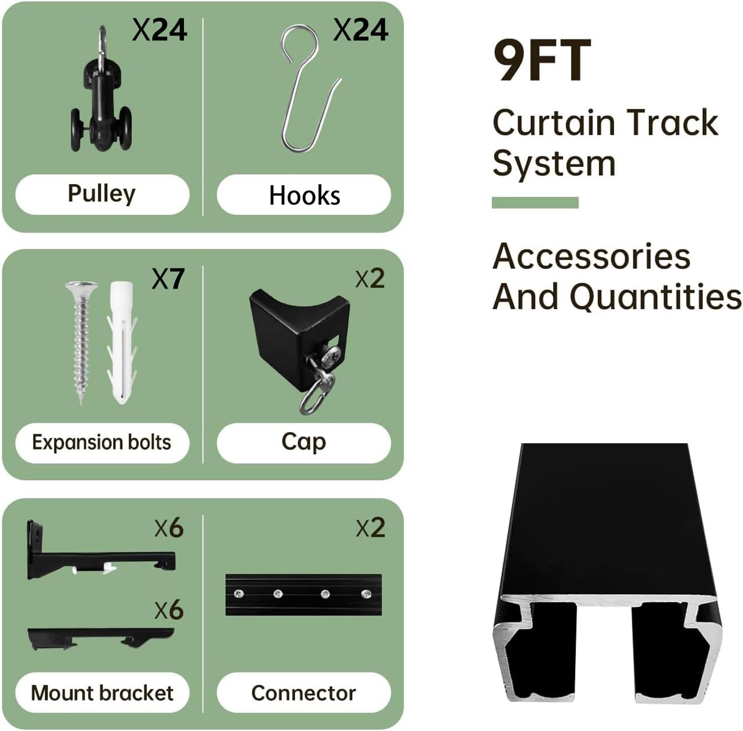 MaKefeile - Cortinas de techo para cortinas de techo, resistentes y para separar habitaciones, para sala de estar, recámara, ducha, privacidad, RV, cochera, divisor y ganchos, color negro de 9 pies. - Image 3