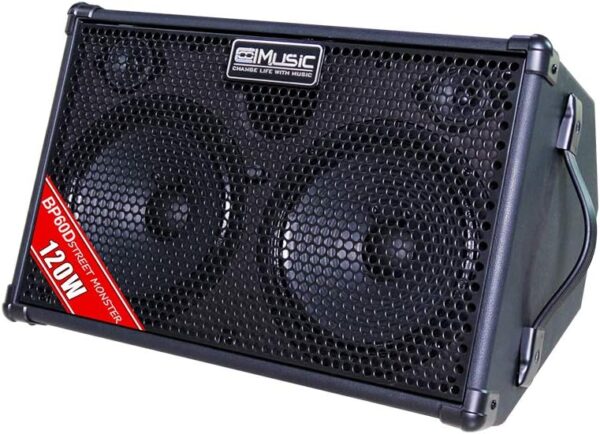 Coolmusic BP60D - Amplificador de guitarra acústica de 120 W, altavoz Bluetooth portátil con efecto de retardo de coro de reverberación, 7 entradas.