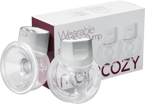 Momcozy S12 Pro - Extractor de leche portátil, 2 unidades, color gris claro.