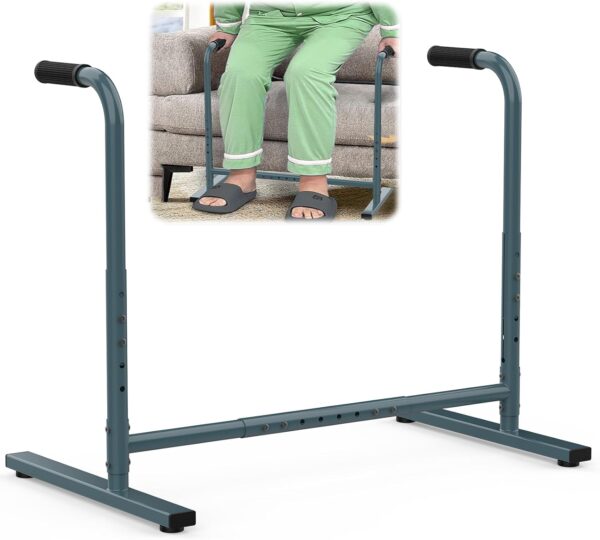 Soporte de sofá para sillas y sillas para personas mayores, altura y ancho ajustable, para movilidad de ancianos, sentarse a estar de pie (carga de 300 libras, gris oscuro).