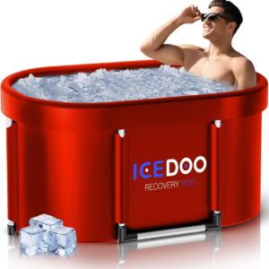 Wxtkkom - tina de hielo ovalada XL de 139 galones – tina portátil de 6 capas, plegable con cubierta, tina de inmersión fría para atletas, recuperación al aire última intervensión de color NEGRO.