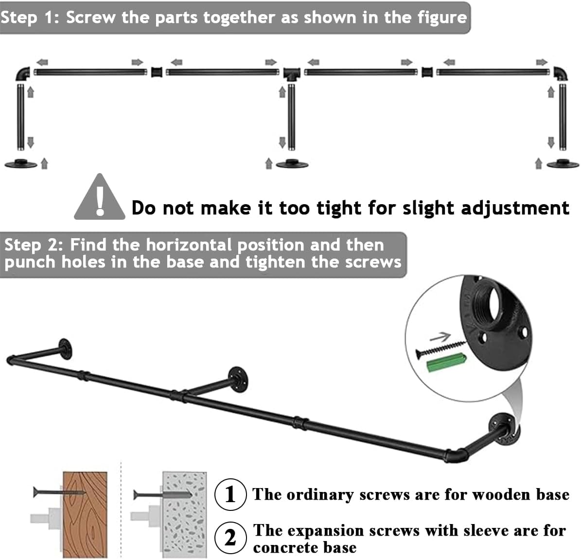 Estante de Ropa, LLXXM 106cm Perchero Industrial, Barra de Ropa Multiusos Desmontable Ahorro de Espacio Adecuado para Balcones Baños Dormitorios y Lavaderos. - Image 4