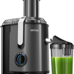 SiFENE. Máquina exprimidora, boca grande de 3.2 pulgadas, potente exprimidor de 1000 W para frutas y verduras enteras, acero inoxidable sin BPA, fácil de limpiar.