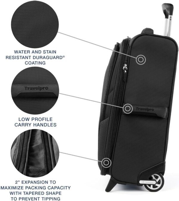 Travelpro. Maxlite 5 Softside - Equipaje vertical expandible de 2 ruedas, veliz ligera, hombres y mujeres, Negro -, Carry-on 22-Inch, Maxlite 5 Softside - Equipaje vertical extensible ligero. - Image 3