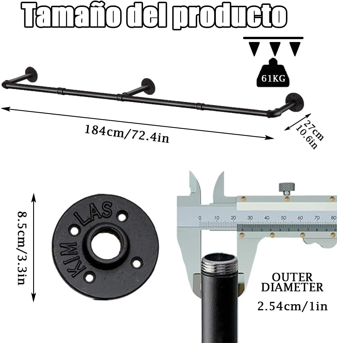Estante de Ropa, LLXXM 106cm Perchero Industrial, Barra de Ropa Multiusos Desmontable Ahorro de Espacio Adecuado para Balcones Baños Dormitorios y Lavaderos. - Image 3