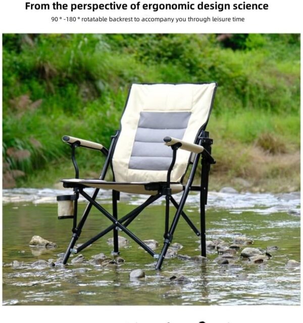 Silla de Camping portátil, para Exteriores, Silla de Playa Ultraligera para Ocio, Respaldo Giratorio, con portavasos Desmontable, Adecuada para Pesca, Todoterreno, conducción autónoma y Dibujo. - Image 3