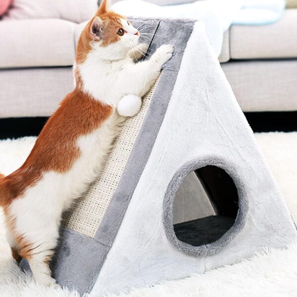 Casa para Gato,Cama para Gatos,Casa Interior para Gatos con Pelota Divertida,Cama para Gatos Plegable con Rascador para Gatos para Gatitos Y Mascotas Pequeñas.