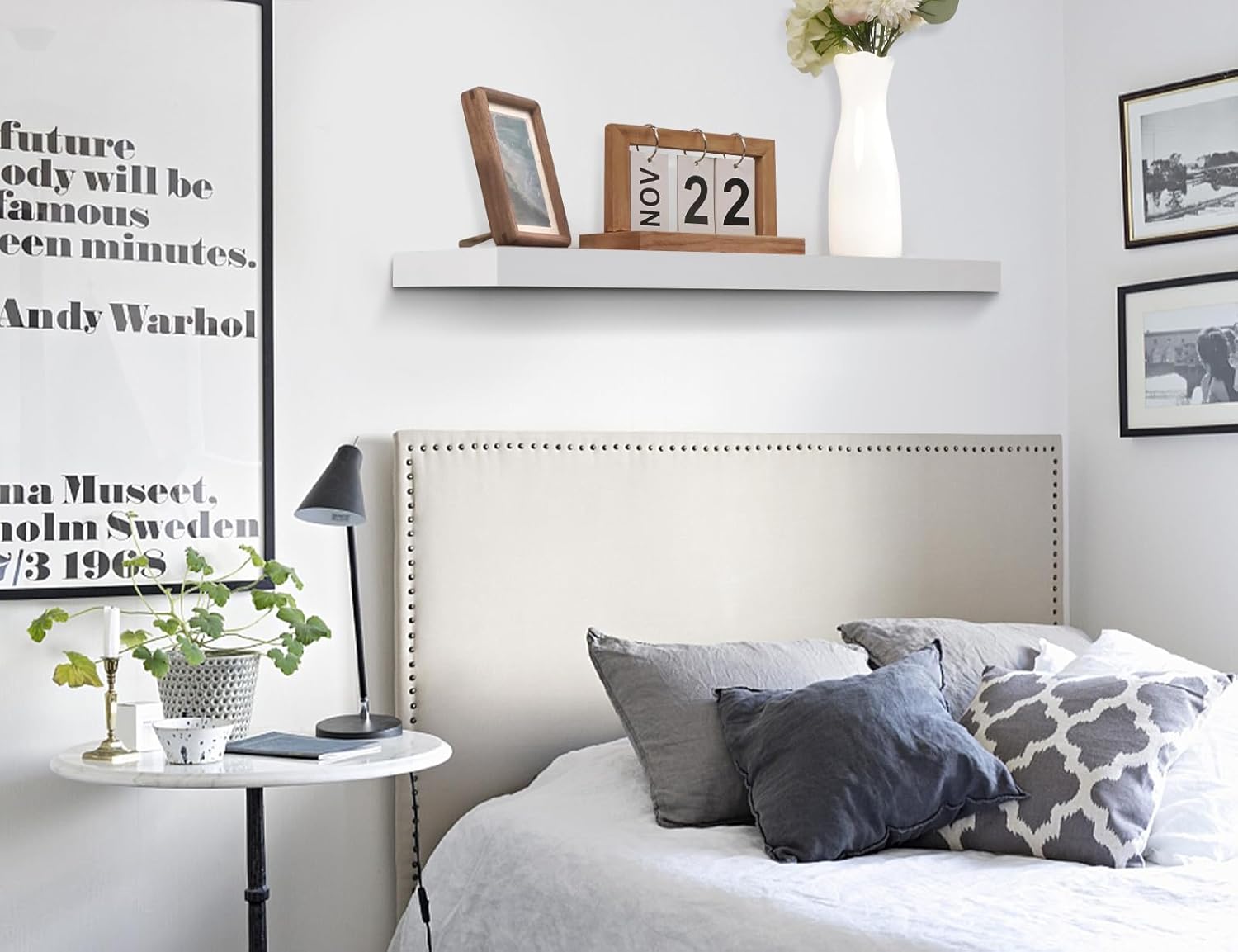 TANYRE. Estantes flotantes rústicos de granja, estantes montados en la pared para recámara, sala de estar, cocina, juego de 2-24 x 6.7 x 1.2 pulgadas (blanco, 24 pulgadas). - Image 2