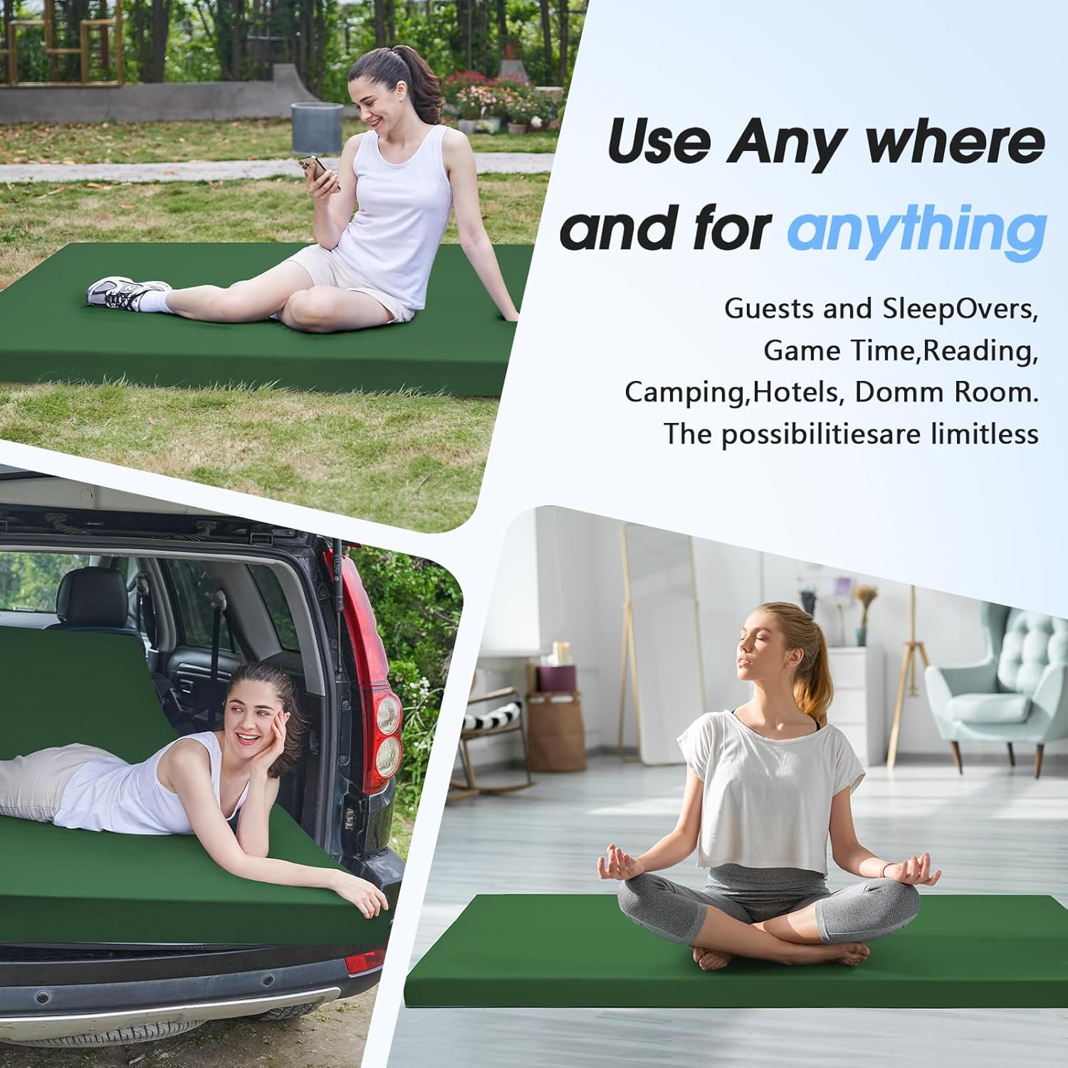 CYMULA - Colchón de espuma viscoelástica para acampar, colchón, para dormir, portátil, enrollable para niños, cama de invitados para dormir - Image 5