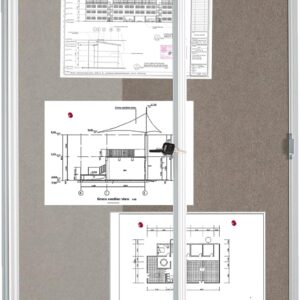 BIBOC - Tablero de anuncios de fieltro cerrado de 36 x 24 pulgadas con cerradura para tablones de anuncios de fieltro a prueba de manipulaciones, tablero de notas con marco de aluminio de clase 1.