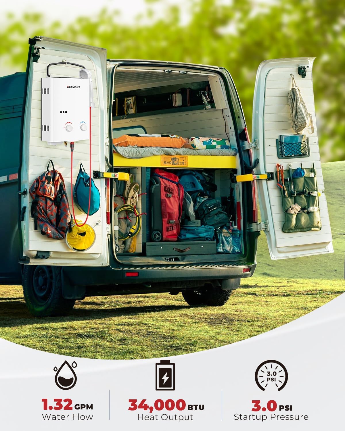 Calentador portátil de agua para exteriores sin tanque de propano Camplux 5L 1.32 GPM. - Image 4