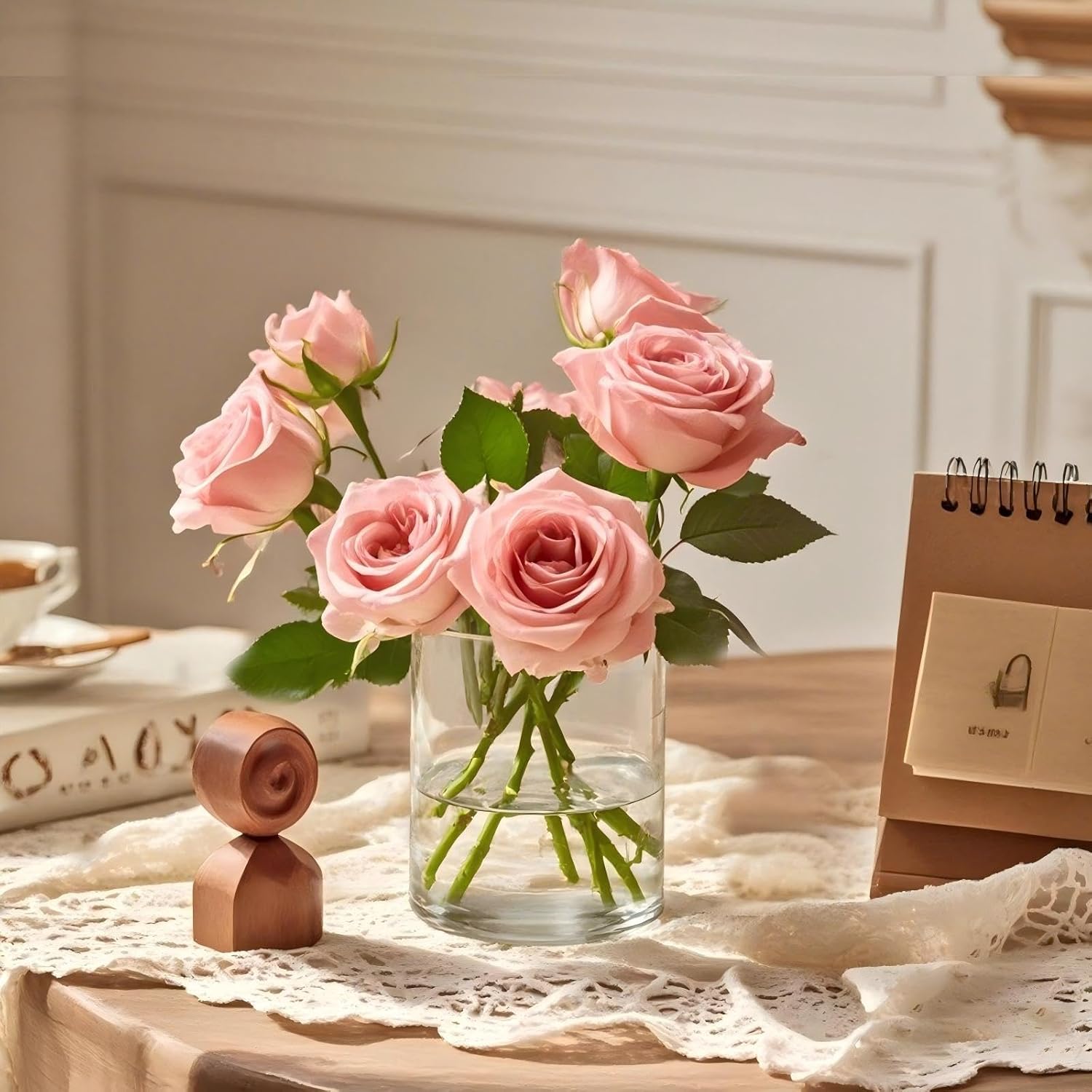 TBWIND. 12 jarrones cilíndricos de vidrio transparente de 6 pulgadas para centros de mesa, florero de vidrio, portavelas flotante para huracanes, decoración del hogar y la oficina. - Image 4