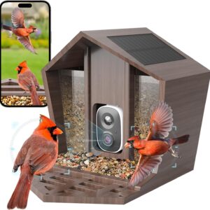 Alimentador inteligente Pro para pájaros con cámara alimentado por energía solar, 2K HD AI identifica más de 15000 aves, cámara de transmisión en vivo de video en tiempo real de 160° y notificaciones.