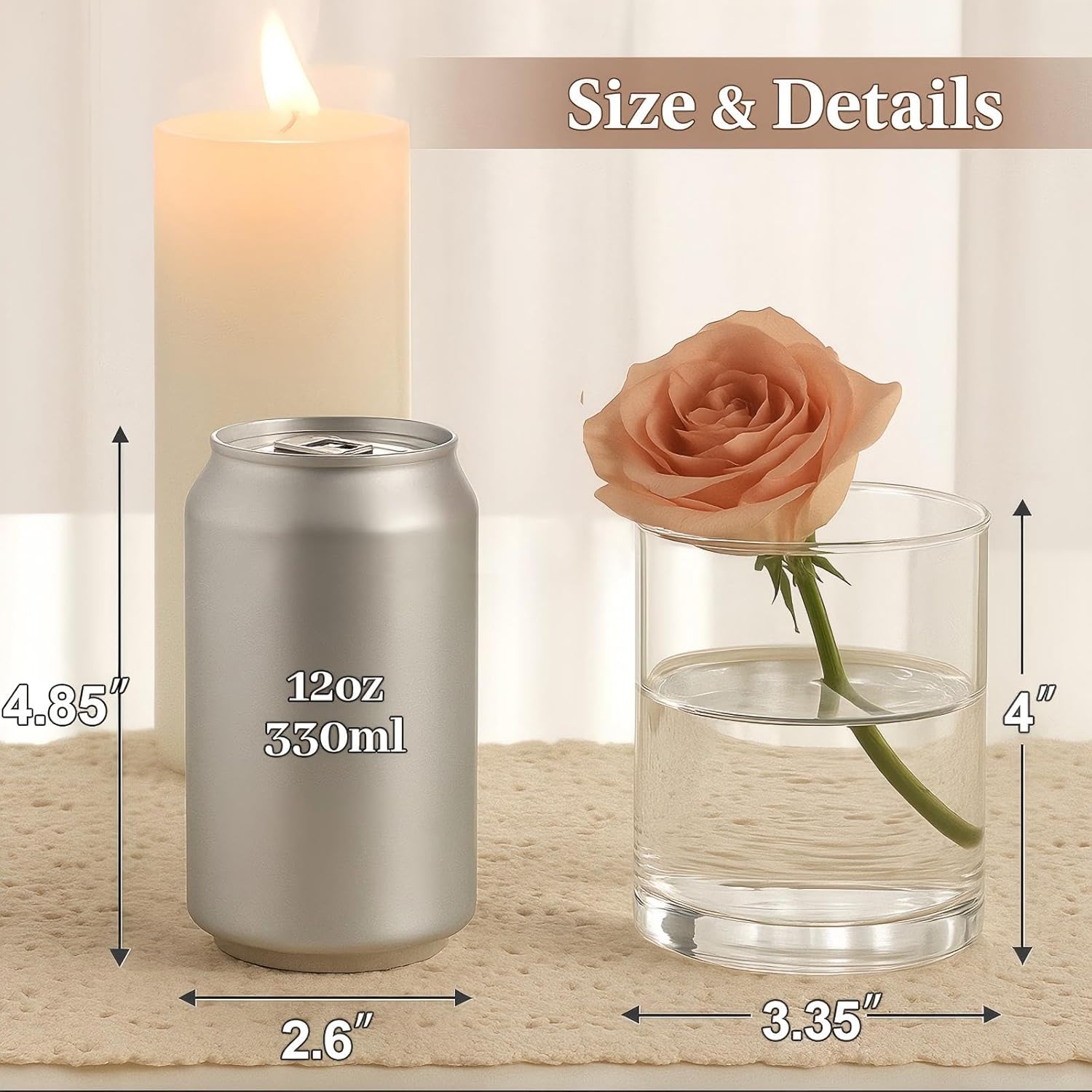 TBWIND. 12 jarrones cilíndricos de vidrio transparente de 6 pulgadas para centros de mesa, florero de vidrio, portavelas flotante para huracanes, decoración del hogar y la oficina. - Image 2