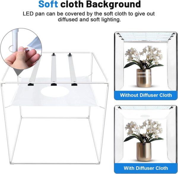 Caja de luz fotográfica de estudio fotográfico de 32 x 32 pulgadas para fotografía, caja de luz grande de 405 LED con 3 paneles de luz, atenuación continua y tela de luz suave para fotografía. - Image 2