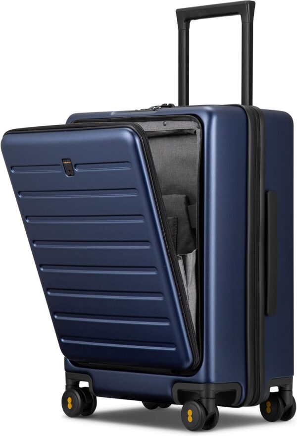 Maleta de Viaje 10 kg para Avion, con Compartimento Frontal para Portátil, Portátil de 20” de Carcasa Rígida con Ruedas Giratorias de 360°, Doble Certificación TSA, Azul Marino.