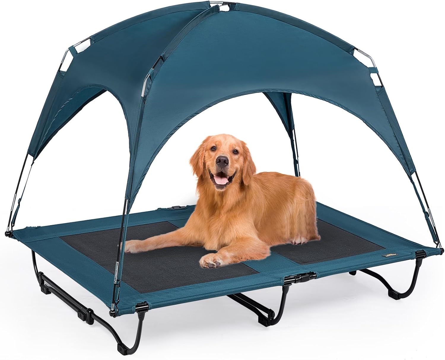 CANINE CANYON - Cama elevada para perro XL con toldo extraíble, 47 pulgadas de longitud, cuna para mascotas al aire última intervensión/interior, cama de malla transpirable, portátil y resistente.