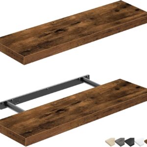 QEEIG. - Estantes de baño flotante para pared de 61 x 23 cm, juego de 2, café rústico (008-60BN).