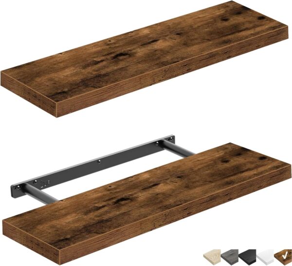 QEEIG - Estantes de baño flotante para pared de 61 x 23 cm, juego de 2, café rústico (008-60BN).