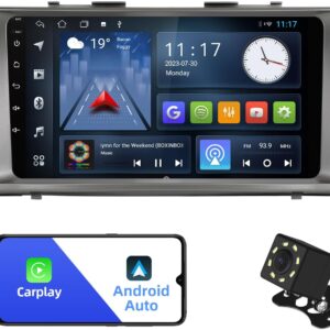AUMUME. 2+32G Android 12 Doble DIN Car Stereo para Toyota Camry 2006-2011 con 9 Pulgadas de Pantalla táctil de Radio incorporada inalámbrica GPS/Bluetooth/FM/AUX/Volante de Control/Cámara de Seguridad.