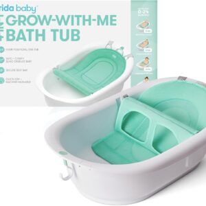 Frida Baby 4 en 1 Grow-with-Me - tina para bebés recién nacidos y niños pequeños con asiento de baño extraíble y respaldo para apoyo de baño en la tina.