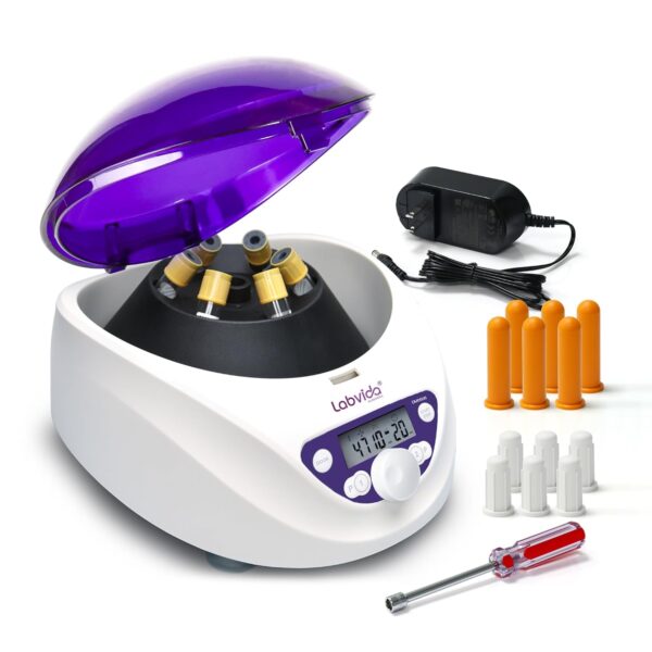 Lab PRP Máquina centrífuga de sobremesa 6 x 15 ml, 10 ml, 7 ml, rango de velocidad de 300 a 5000 rpm, máximo 2600 x g RCF, temporizador 30 seg-99 min con 2 programas de inicio rápido, LVAI001.