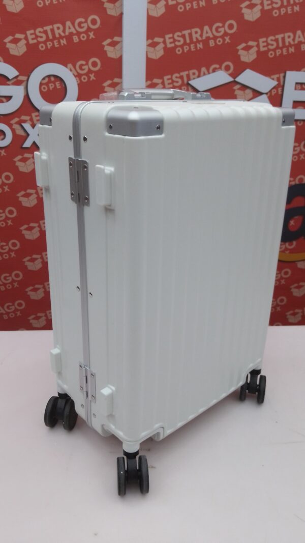 veliz de transporte con ruedas giratorias, veliz de transporte con marco de aluminio con bloqueo TAS, maletas rígidas con soporte para vasos y puerto USB, Blanco (Milky White), 50.8 cm. - Image 3