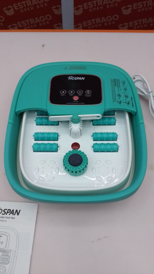 Spa de pies plegable con calor, burbujas, luz roja y control de temperatura, masajeador de baño de pies con 8 rodillos de masaje Shiatsu, spa de pies de pedicura para relajación - FS01A. - Image 4