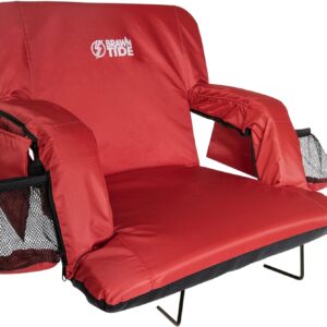 Brawntide - Asiento de estadio con respaldo acolchado extra grueso, accesorio para blanqueador, respaldo reclinable, correas de hombro, 4 bolsillos, resistente al agua, ideal para eventos deportivos.