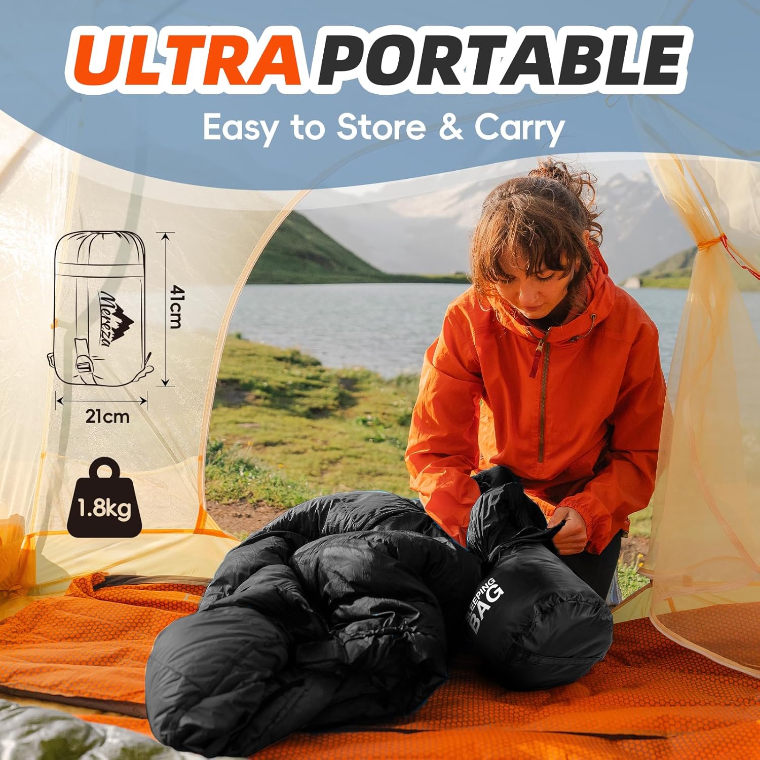 MEREZA - Sacos de dormir XL para adultos y hombres, saco de dormir grande y ancho para acampar, mochileros, grandes y altos, clima cálido y fresco. - Image 3