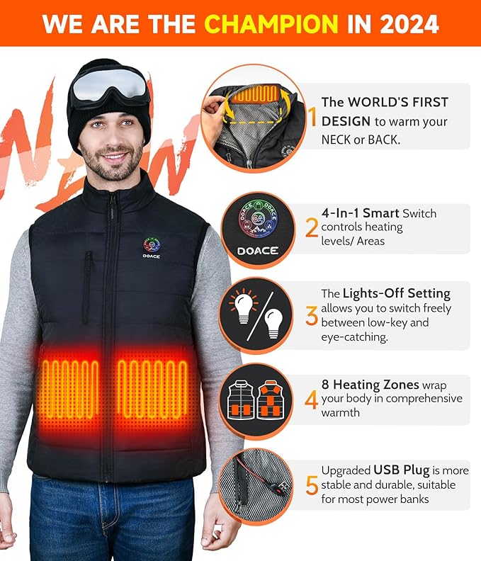 Chaleco térmico mejorado para hombres y mujeres, chaleco de calefacción eléctrico inteligente recargable, chamarra térmica calentada. - Image 2