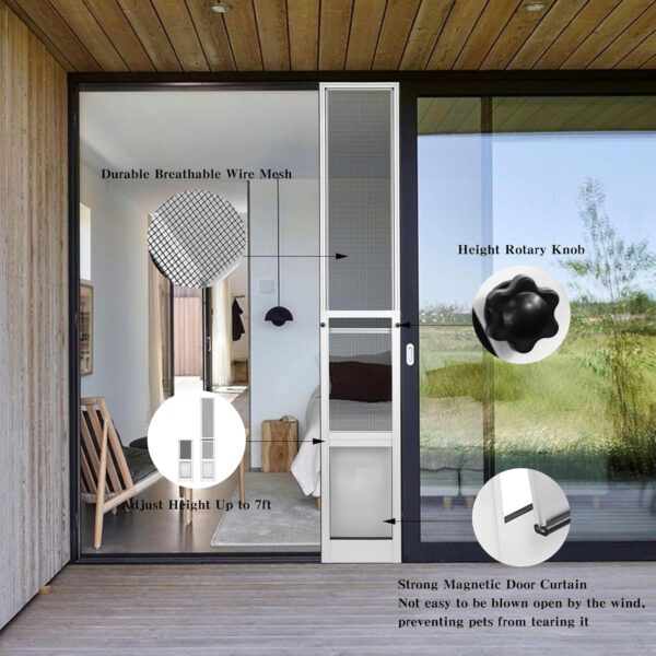 TIMOSS Puerta grande para perro para puerta corrediza de cristal, puerta de patio para mascotas con solapa transparente, cortina de cierre magnético y pantalla resistente a los rayos UV. - Image 4
