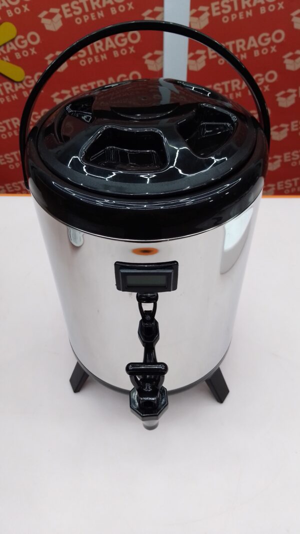 Dispensador de bebidas aislado de acero inoxidable 304 con termómetro para agua caliente y fría, leche, café, jugo de té, para fiestas, uso comercial, hogar, color plateado. - Image 3