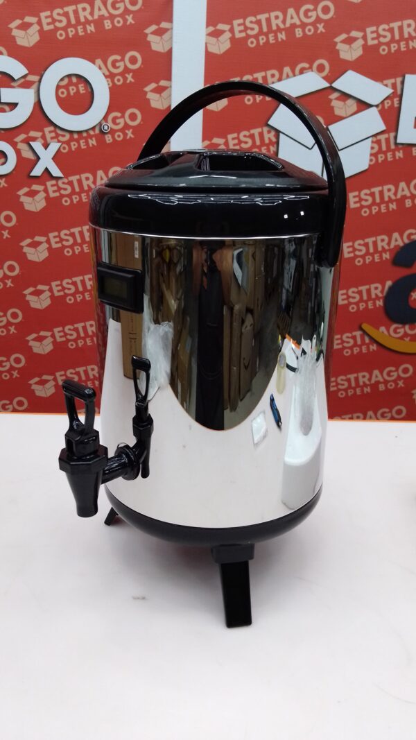 Dispensador de bebidas aislado de acero inoxidable 304 con termómetro para agua caliente y fría, leche, café, jugo de té, para fiestas, uso comercial, hogar, color plateado. - Image 4