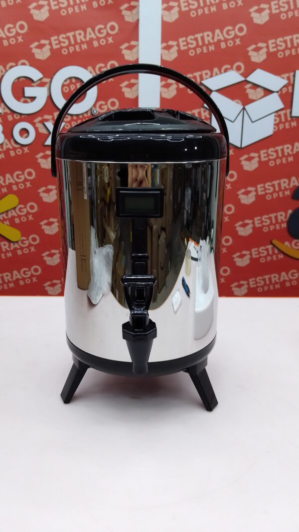 Dispensador de bebidas aislado de acero inoxidable 304 con termómetro para agua caliente y fría, leche, café, jugo de té, para fiestas, uso comercial, hogar, color plateado. - Image 2
