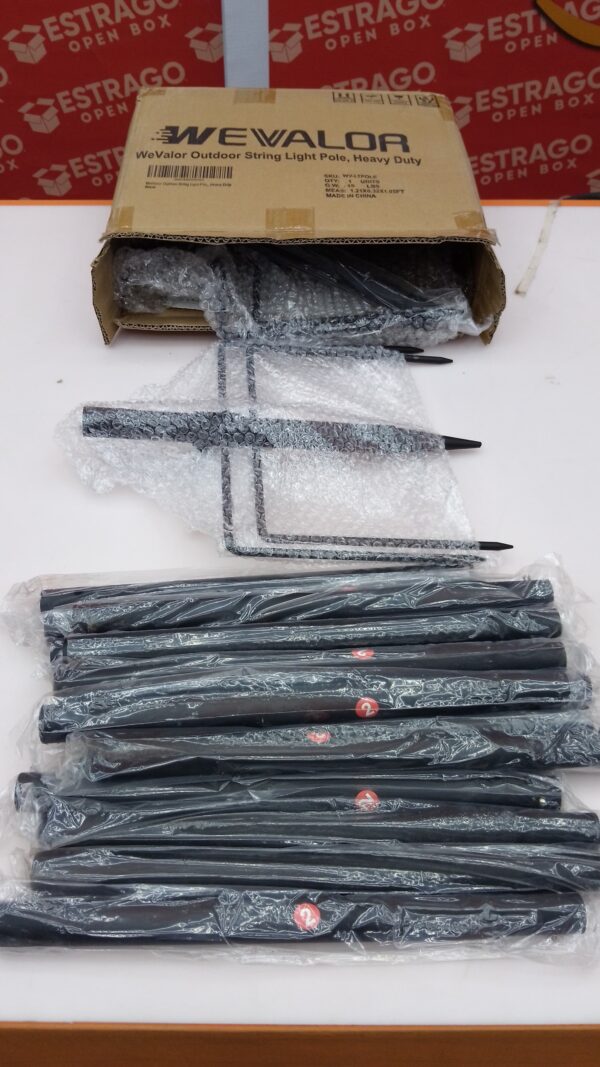 Poste de luz de cadena, postes de luz resistentes para exteriores con soporte lateral y tenedor de 5 puntas, poste de metal para colgar luces para cubierta, valla, patio, jardín. - Image 2