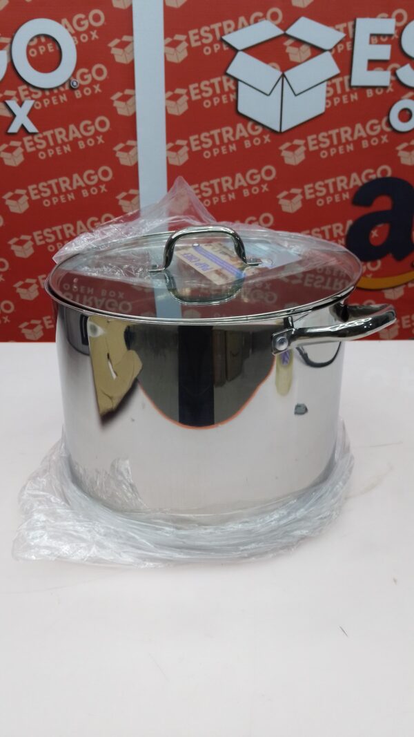 P&P CHEF - Olla grande de acero inoxidable, 18.9 litros, 9.525 kg, triple capa, tapa incluida, para todas las estufas, resistente y duradera. - Image 2