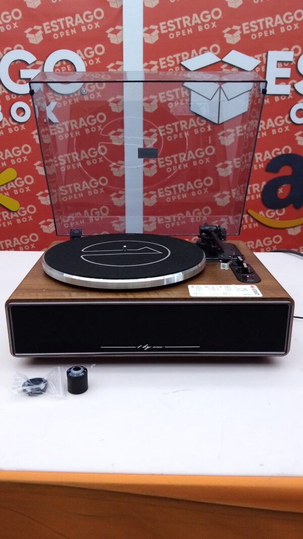1 por ONE Tocadiscos de transmisión por correa de alta fidelidad con altavoces integrados, reproductor de discos de vinilo con cartucho magnético, reproducción Bluetooth y funcionalidad de entrada auxiliar, apagado automático. - Image 3