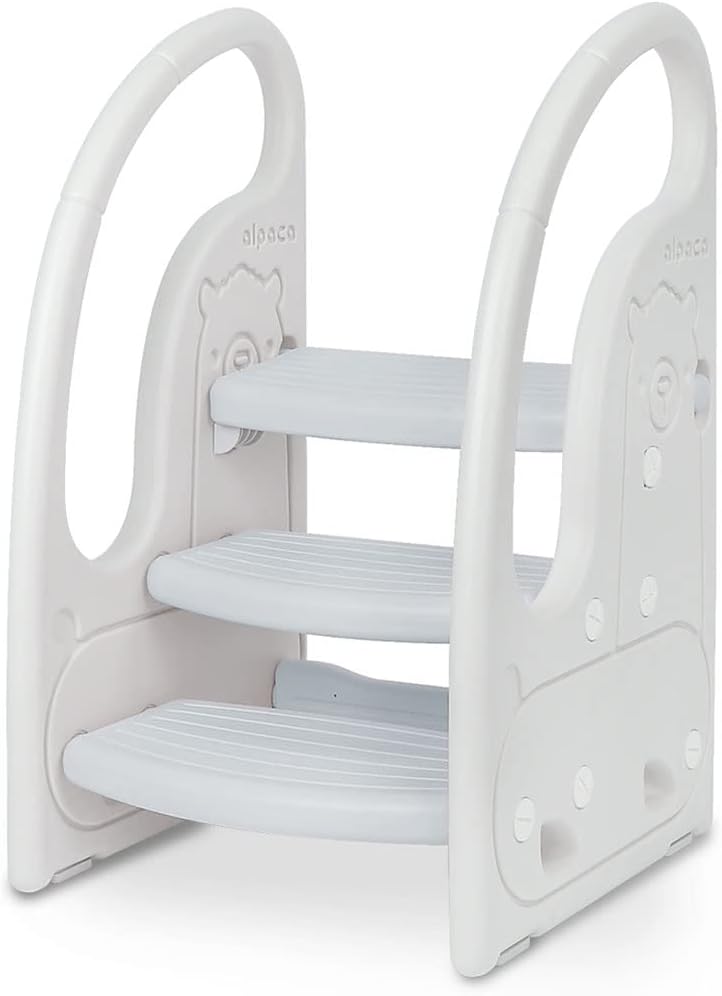 Onasti - Taburete de 3 pasos para niños pequeños, torre de pie para niños pequeños, taburete de aprendizaje de plástico, para cocina, encimera, baño, inodoro, entrenamiento para ir al baño.