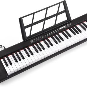 Namolit Piano electrónico de 61 Teclas Teclado de Piano Multifuncional 61 Teclas Instrumento Musical portátil Teclado Iluminado Piano Digital con Soporte para partituras/micrófono para Principiantes.