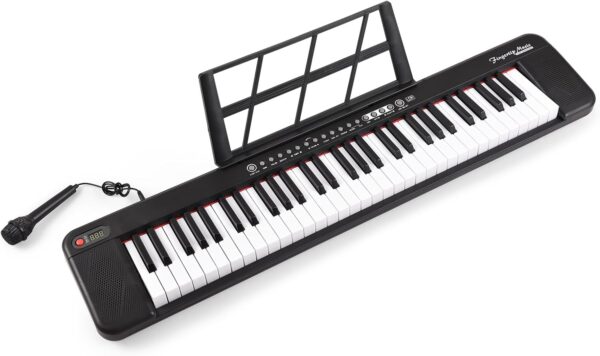 Namolit Piano electrónico de 61 Teclas Teclado de Piano Multifuncional 61 Teclas Instrumento Musical portátil Teclado Iluminado Piano Digital con Soporte para partituras/micrófono para Principiantes.