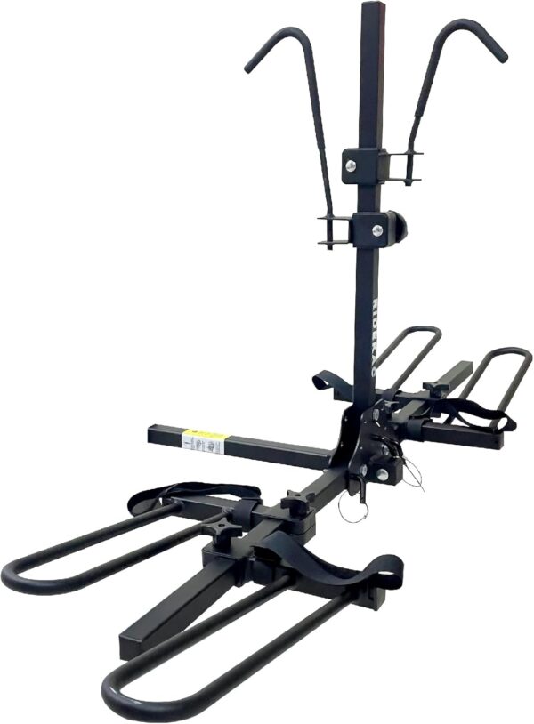 Portabicicletas de enganche directo fiable para camión, SUV y coche, estilo de bandeja de plataforma, diseño compacto y plegable, capacidad para 2 bicicletas para receptores de enganche de 3,17 cm y 5,08 cm (adaptador incluido).