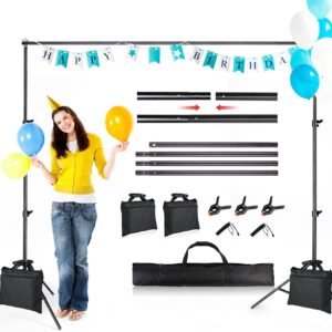 ZBWW - Soporte de telón de fondo, 6.5 x 10 pies, soporte de fondo ajustable para estudio fotográfico para fiestas, bodas, fotografías, publicidad.