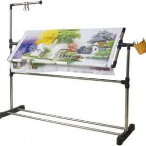 Marco de suelo de costura girado 360°, soporte de bordado ajustable, mesa de regazo de bordado de pie, soporte de bordado ajustable con polea, soporte de punto de cruz para manualidades.