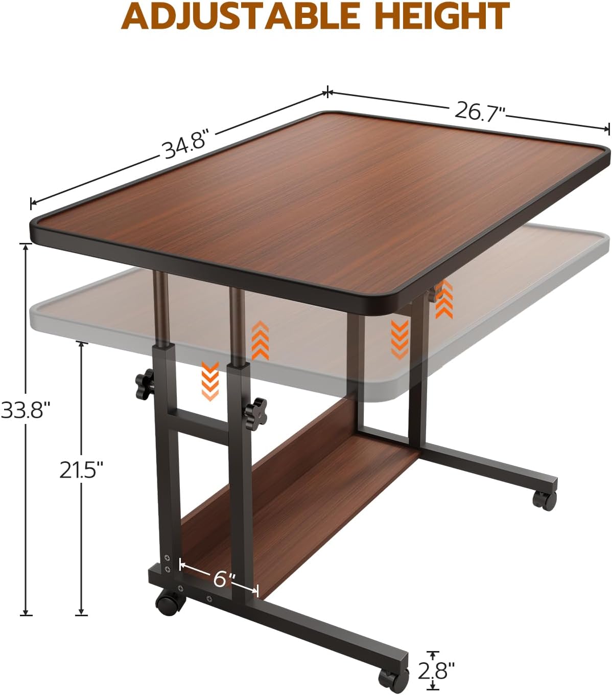 upvercy - Mesa de rompecabezas ajustable moderna con estante de almacenamiento y ruedas, 1500 piezas con patas y 6 bandejas y cubierta, mesa de rompecabezas de 34 x 26.5 pulgadas, acabado de grano . - Image 2