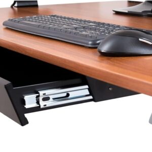 Organizador de almacenamiento de cajón deslizante para computadora de pie para computadora de pie | Requiere 14 pulgadas de espacio frontal a trasero debajo de escritorios y mesas (negro).