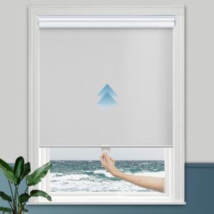 Persilux - Persianas sin cable (30 pulgadas de ancho x 72 pulgadas de alto, gris claro), persianas enrollables 100% opacas, protección UV, aislamiento térmico, ahorro de energía, persianas enrollables.